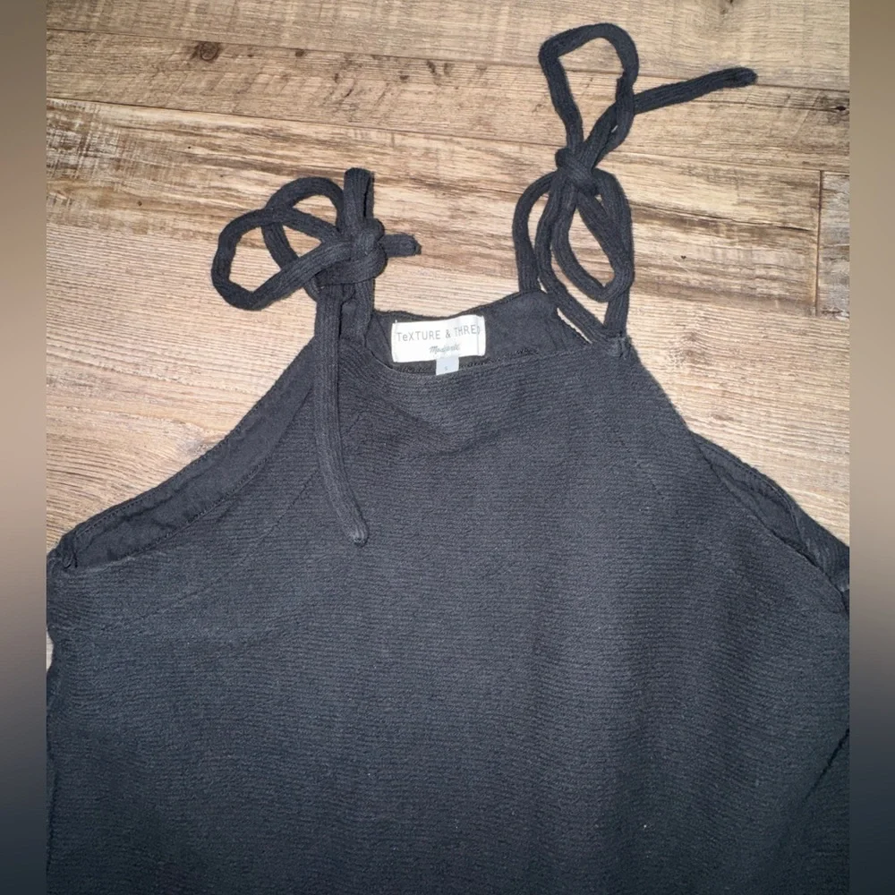 Madewell Texture & Thread Small Black Tie Strap Tank Swing Top - Picture 5 of 9